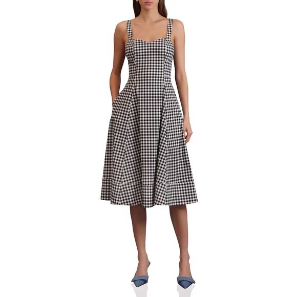 Avec Les Filles Dresses & Skirts - Avec Les Filles Fit and Flare Sweetheart Midi Dress Gingham Sz 2 Classic